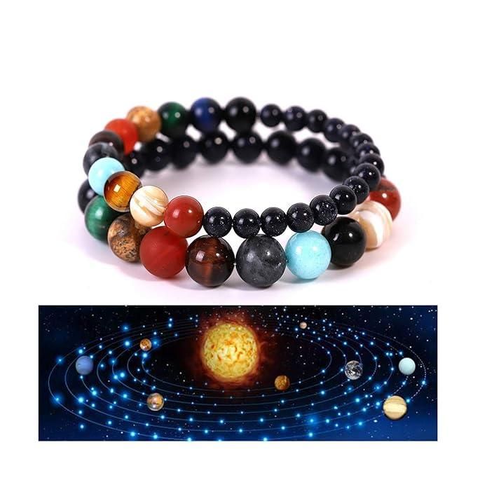 Cosmic Harmony Bracelet – 8 Planet Natural Stone Beads